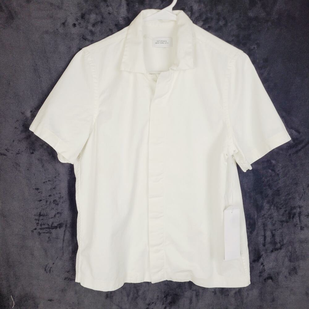 New Saturdays New York City ivory York Camp Collar ss button up shirt Size XS